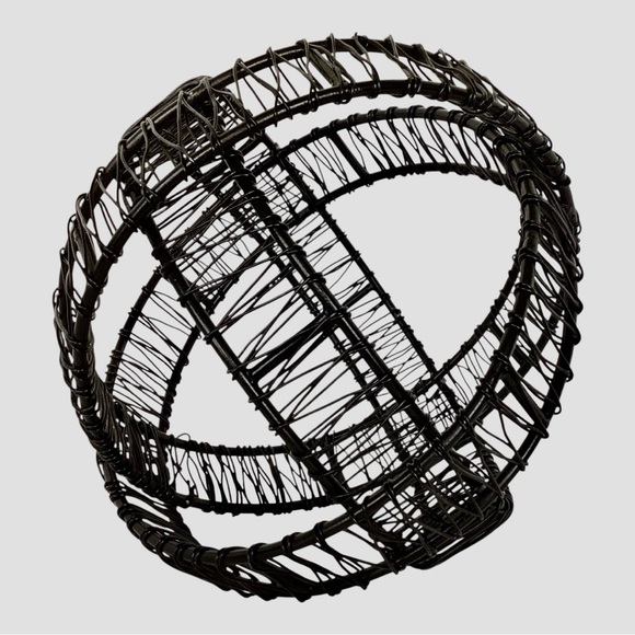 3D Geometric Metal Woven Wire Sphere Sculpture Tabletop Decor Black - Picture 10 of 12